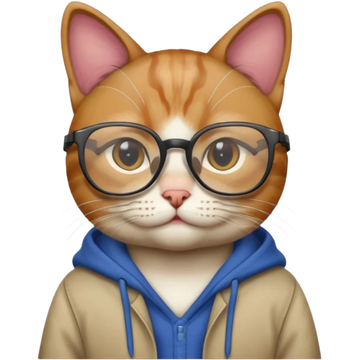 cat with clothes and wearing glasses emoji