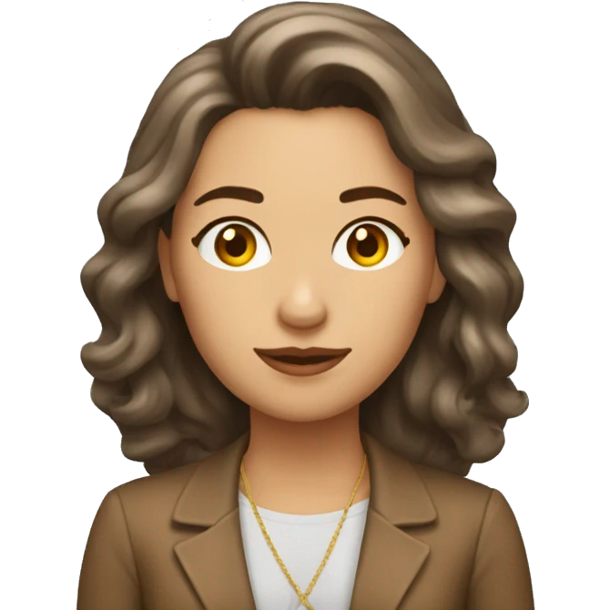 mujer blanca pelo marron a los hombos emoji