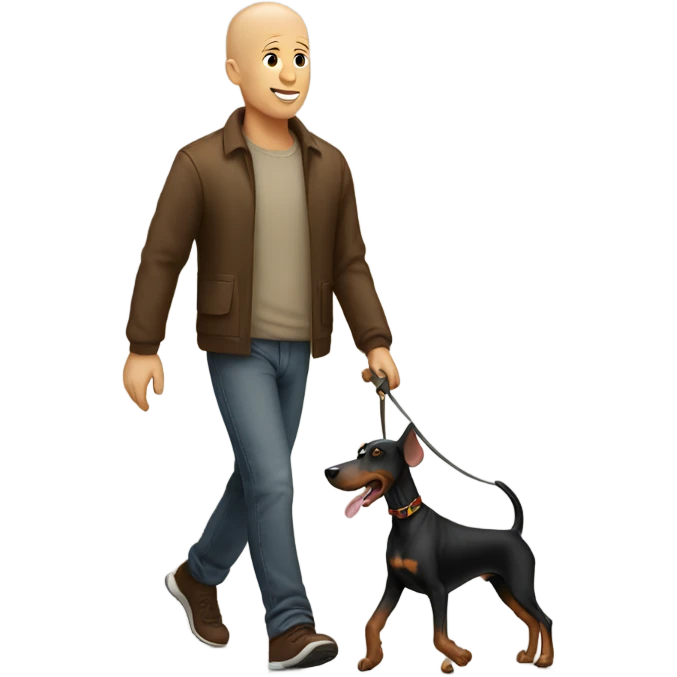 Bald man walking a Doberman  emoji