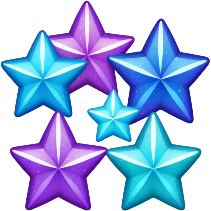 glitter purple and cian 3 stars  emoji