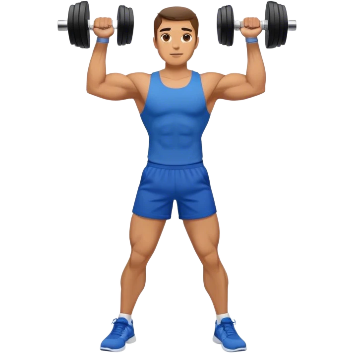 man with blue shorts doing dumbbell lateral-raise (T-pose) side-deltoid exercise emoji