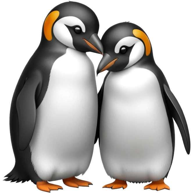 Two penguins hugging each other emoji