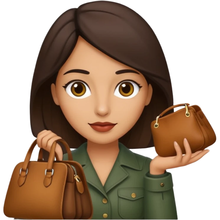 italian female with italian fashion style, holding bag emoji