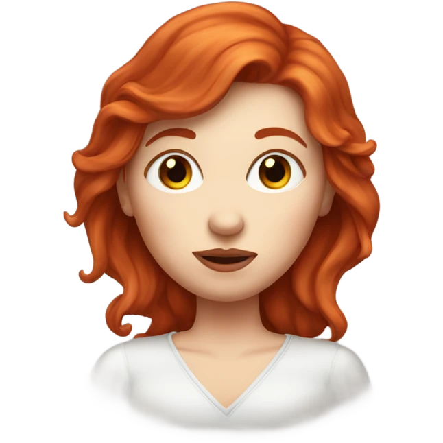 Red haired woman with fair skin giving a kiss face emoji