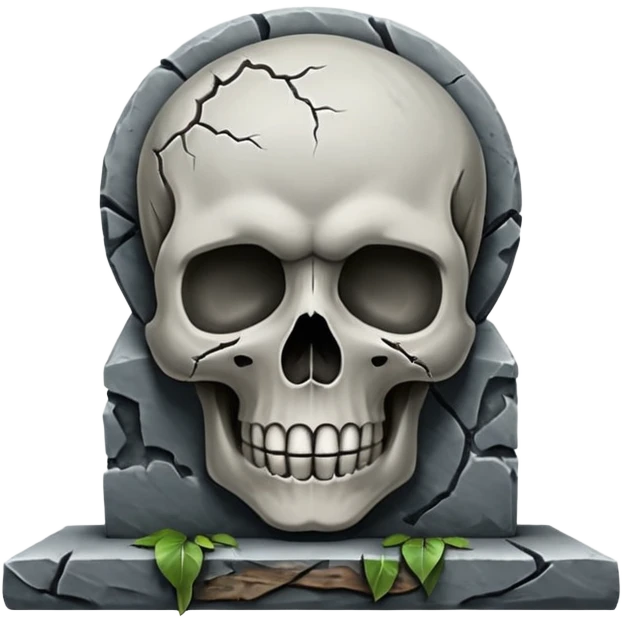 Headstone with skull, front view emoji