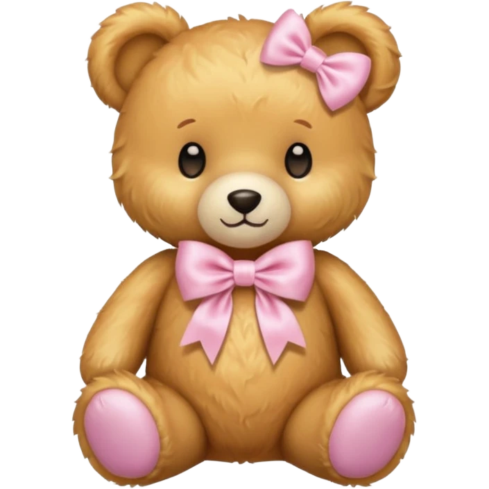 honey colored teddy bear with pastel pink bow emoji