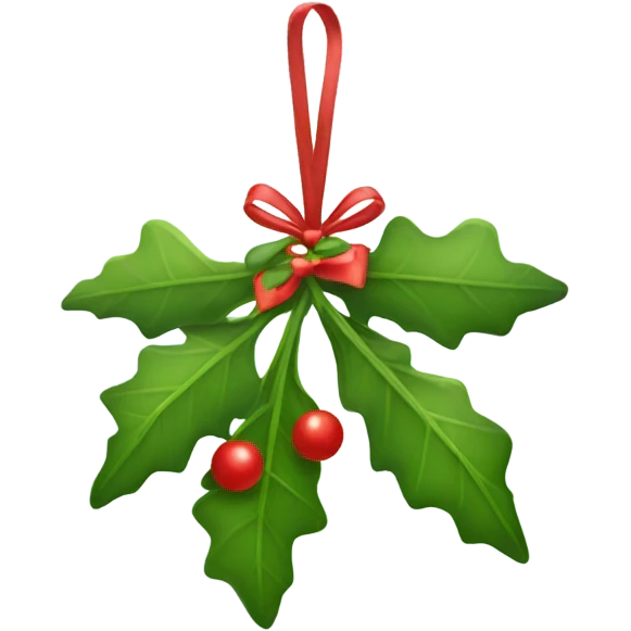 Mistletoe hanging with bow emoji