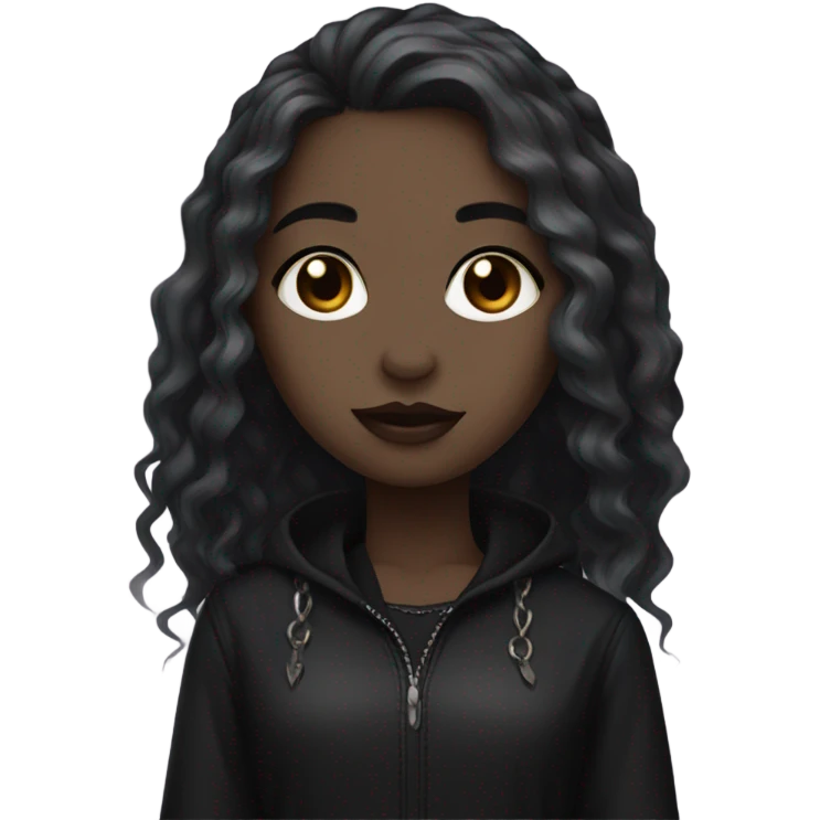 Goth girl with brown hair and blonde highlights and brown eyes emoji