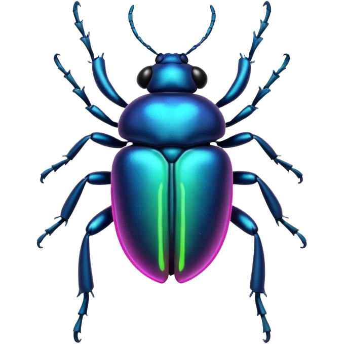 Neon beetle with aura trail emoji