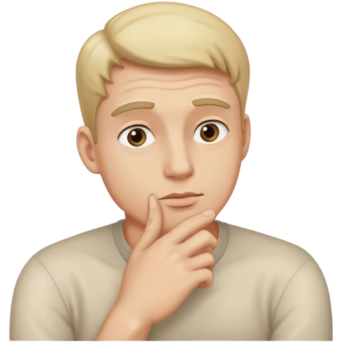 guy thinking with his hand on his chin emoji