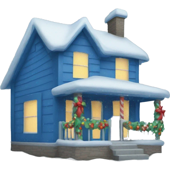 Blue Christmas house emoji