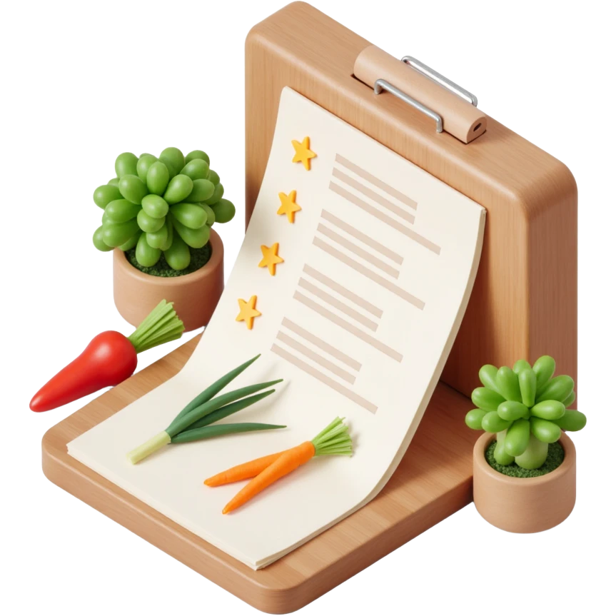 Floating Ingredients Around a List (with Transparent Background) emoji