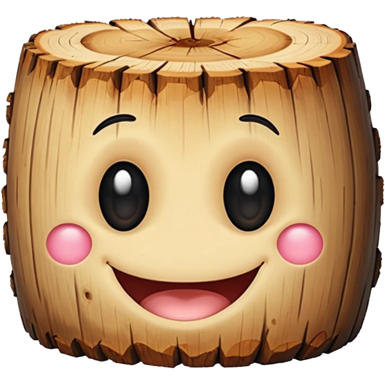a log emoji. the top of the log is a smiley face with two small dots for eyes and a large U shape for the mouth. do not make the face look like an emoji. think of cute, subtle and hand-drawn emoji