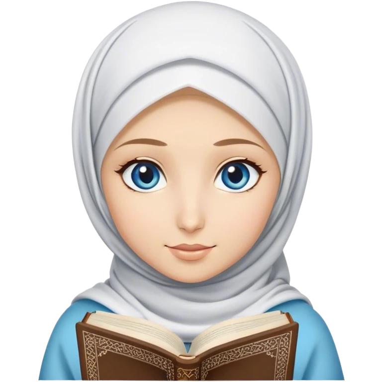 Turkish blonde tulip design Hijabi girl with blue eyes and beautiful finish reading quran emoji
