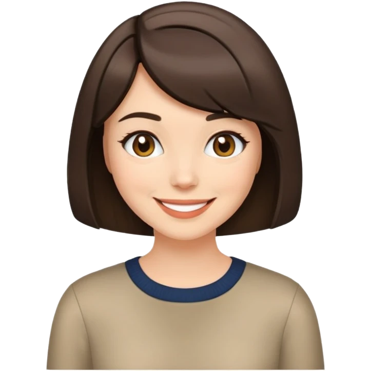 Брюнетка с каре улыбается emoji