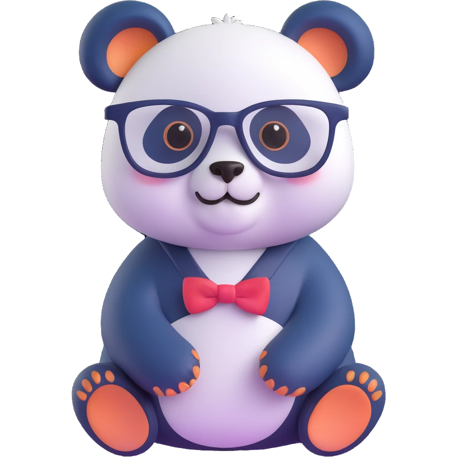 cute panda wearing glasses, modern emoji style emoji