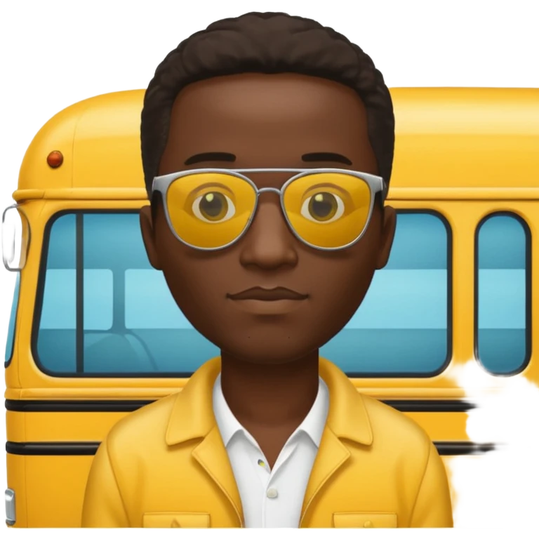 a school bus with a jamaican man saying bomboclat emoji