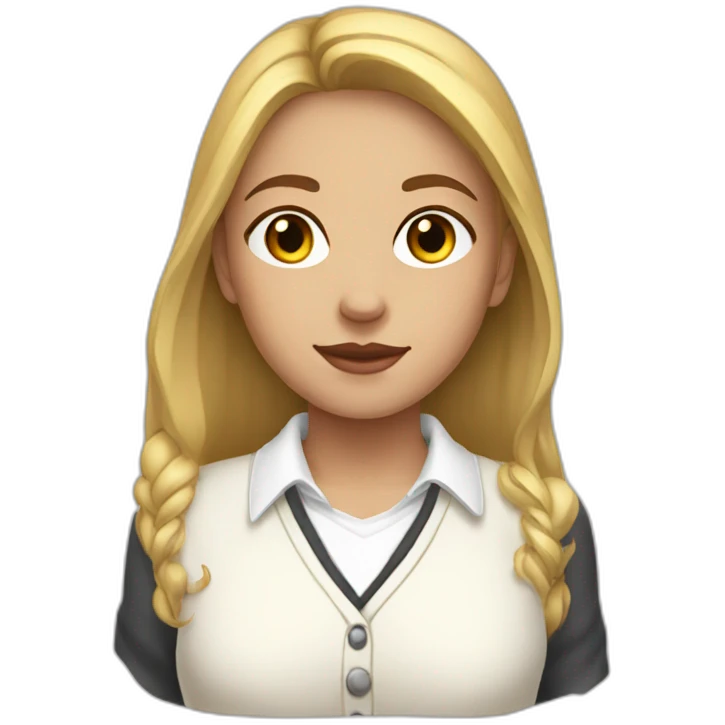 girl wearing a collared long sleeve white shirt under a white sweatervest emoji