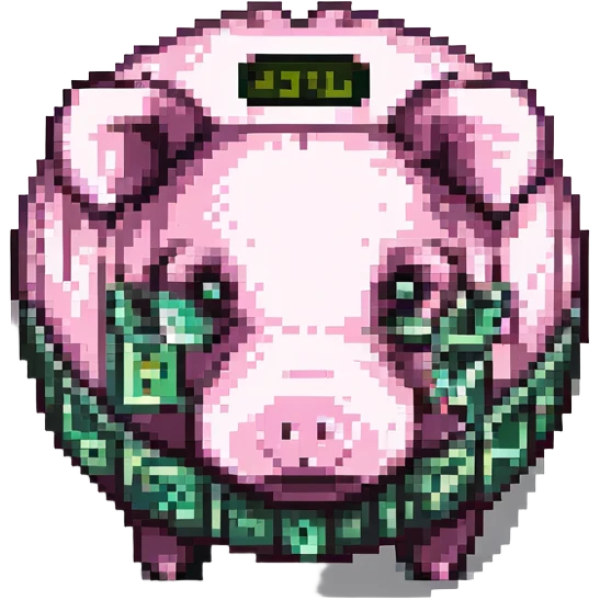 pixel art alcancía de cerdito para finanzas personales emoji