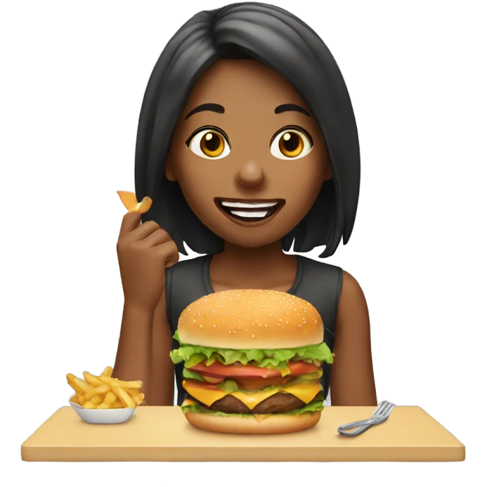 Girl eating a burger emoji