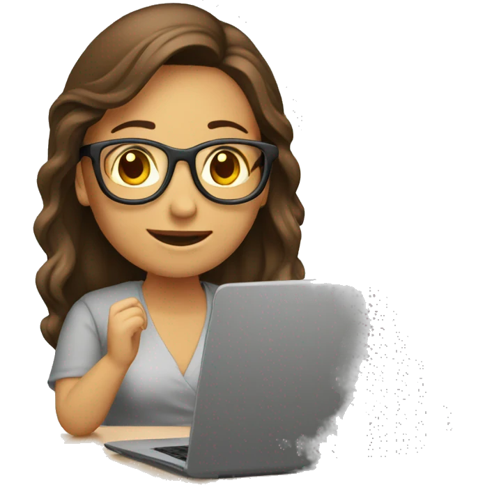 mujer editando vídeos en laptop  emoji