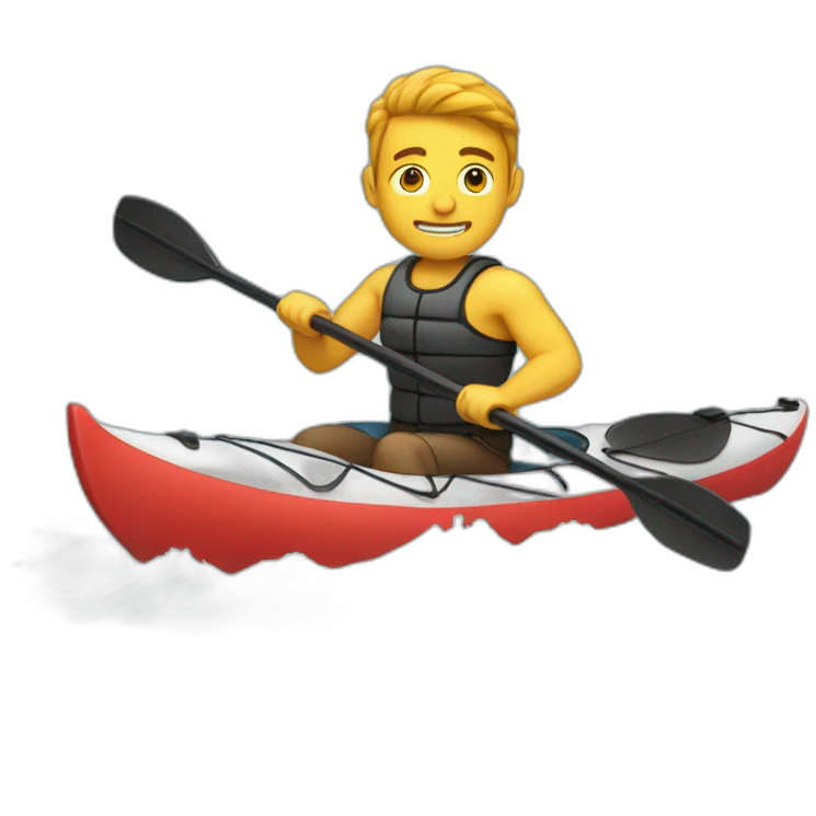 Strong man paddling a kayak on a lake emoji