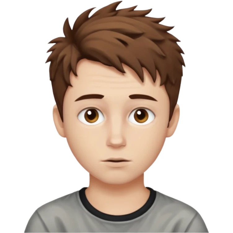 Create an emoji of YouTuber DavidMC's face - he has hair with short sides but a messy top, it is brown. It is not super curly and he has white skin emoji