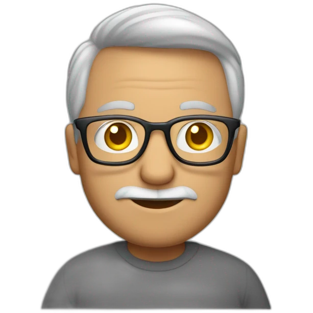 Aged 48 Guy carrying semi-rimless glasses coding on the macbook emoji