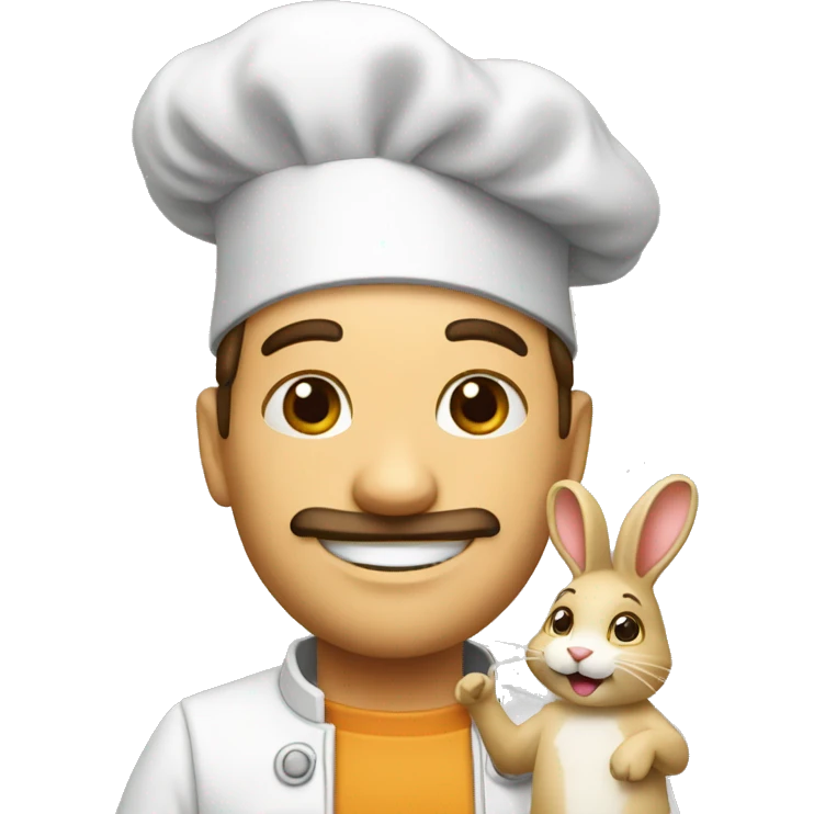 Cuisinier avec un lapin emoji