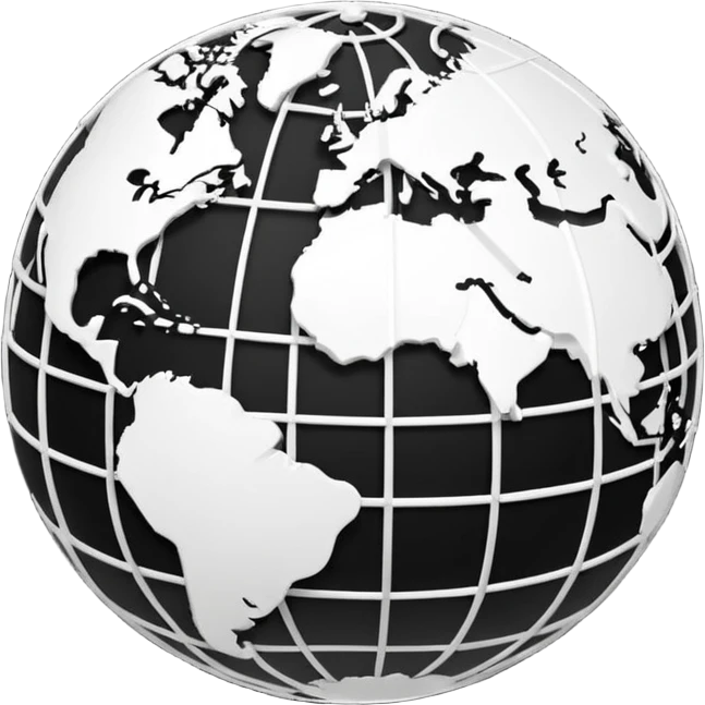 stylized globe with network lines and nodes in white and black emoji
