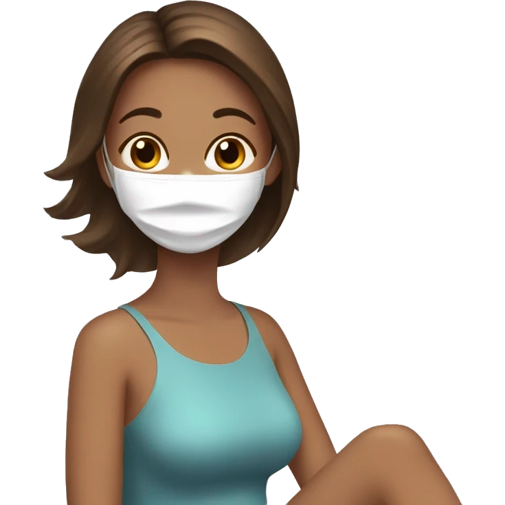 girl with face mask relaxing brown hair  emoji