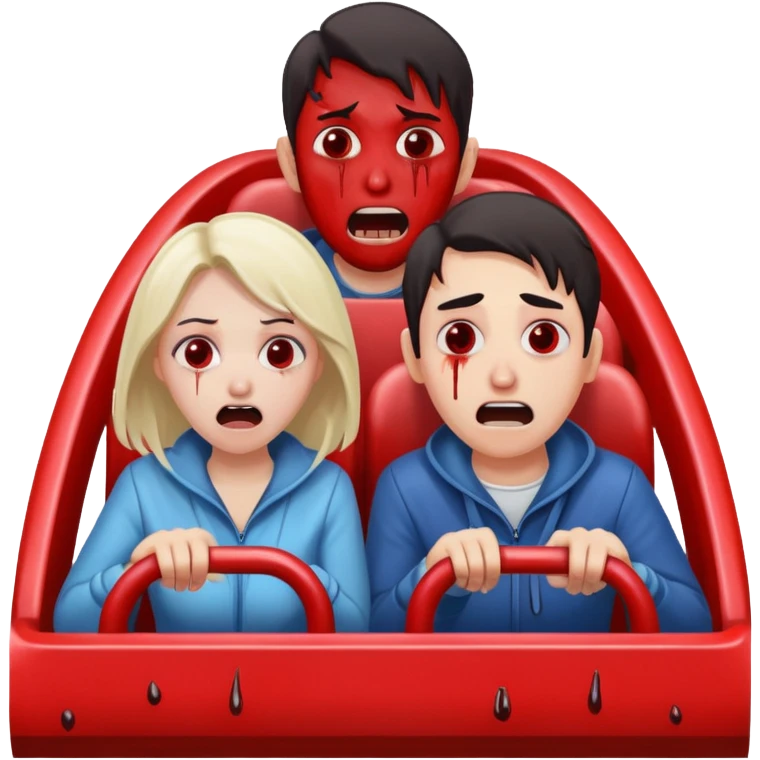 horrified couple on roller coaster covered in blood and tears emoji