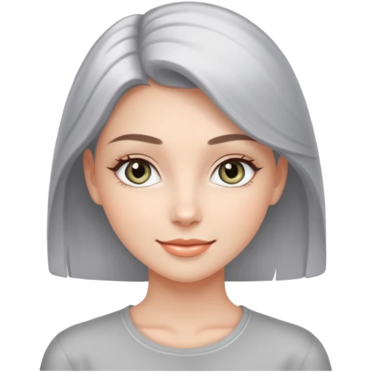 She is a cool and confident young woman with sparkling light gray eyes and fair, smooth skin. She is very beautiful. emoji