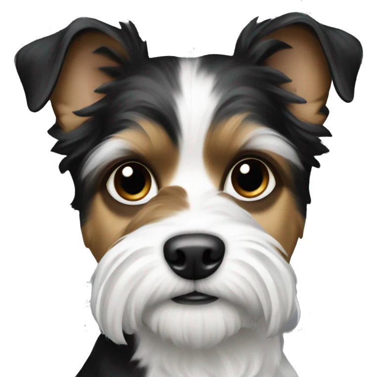 Black white Biewer dog emoji