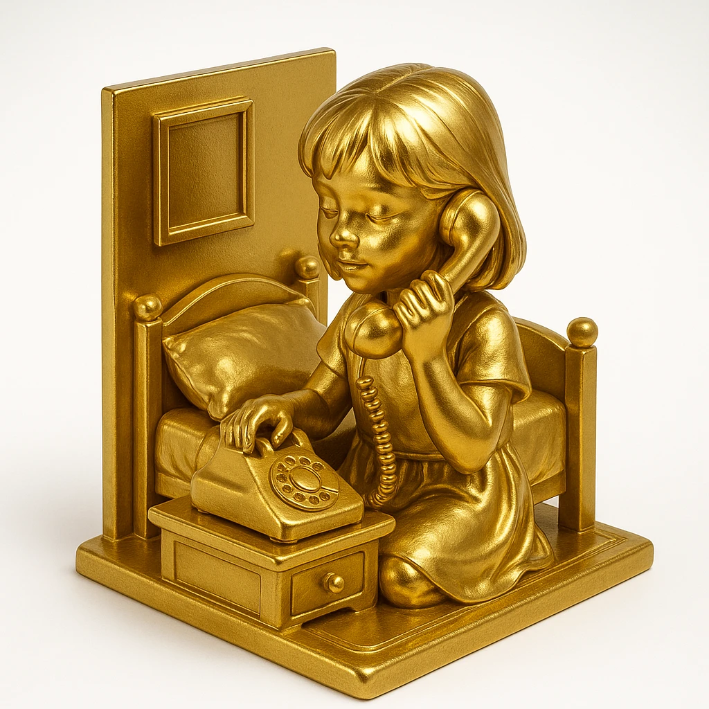 girl talking on telephone in her room emoji