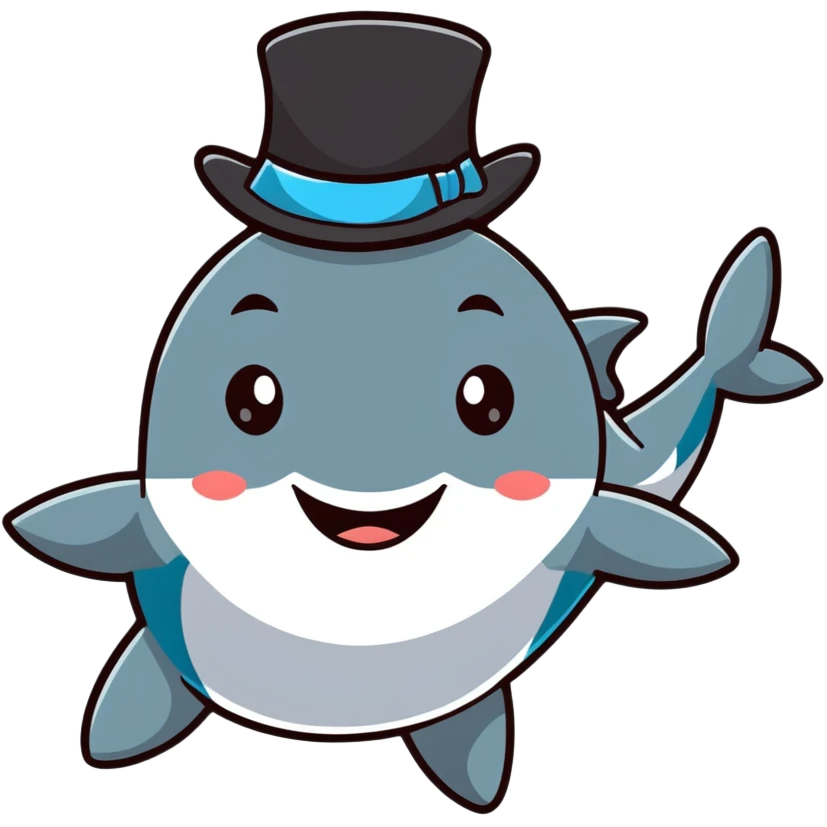 Shark with a top hat emoji