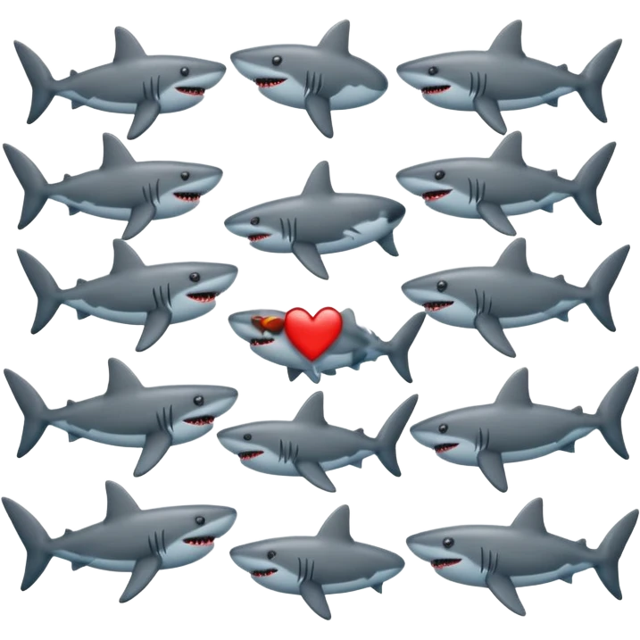 multiple shark emojis in the shape of a heart emoji