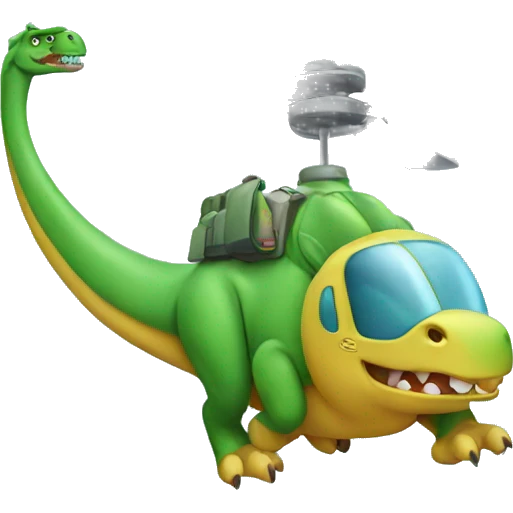 Dinosaur riding in a helicopter  emoji