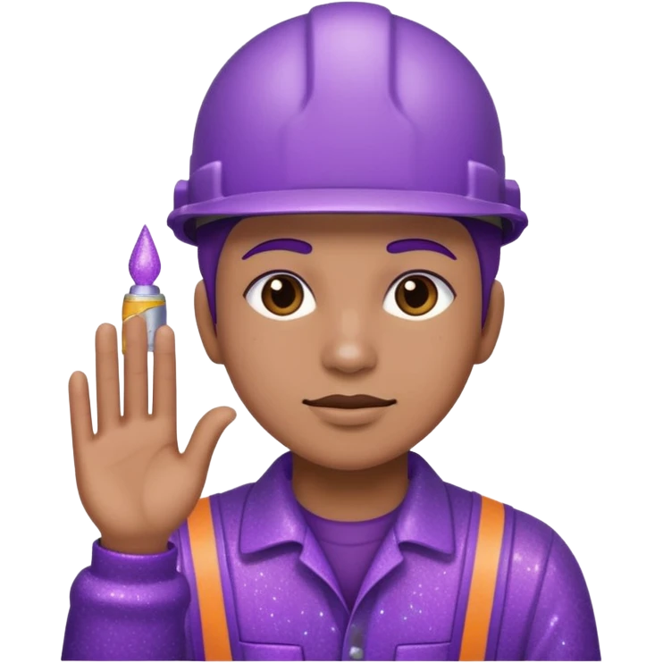 industrial worker wearing purple glittery clothes emoji