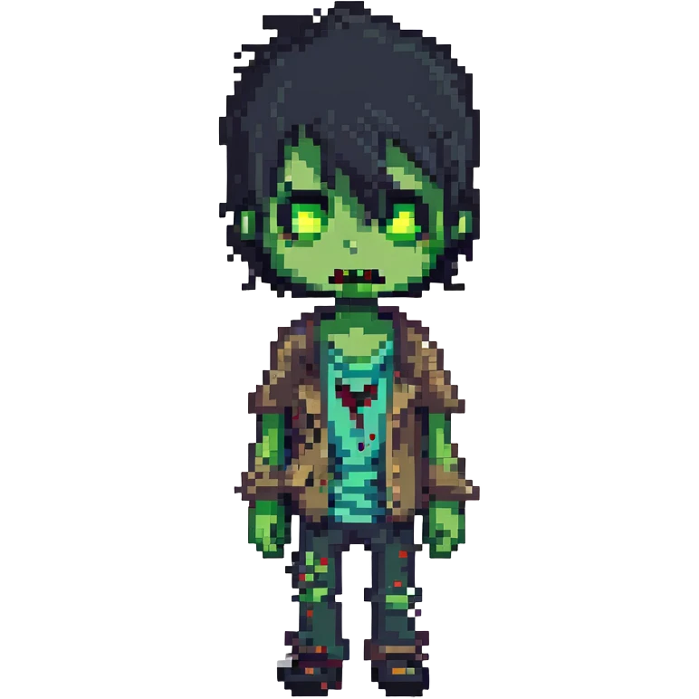 boy zombie with black hair, emo style emoji