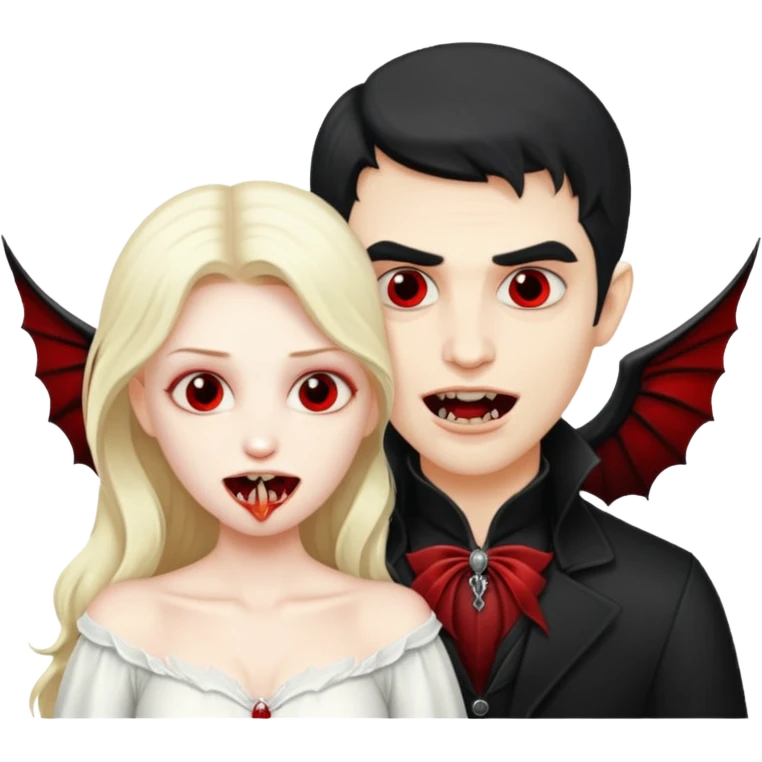 Vampire man biting angel woman emoji