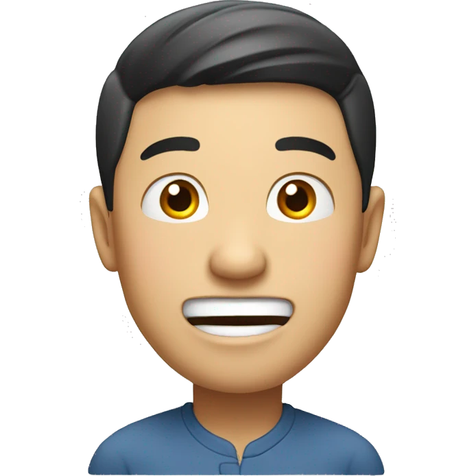 Smiling Chinese man have a surprised emoji