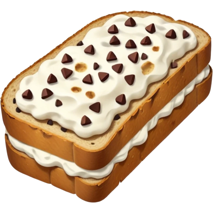 a slice of bread with ricotta and chocolate chips on top emoji