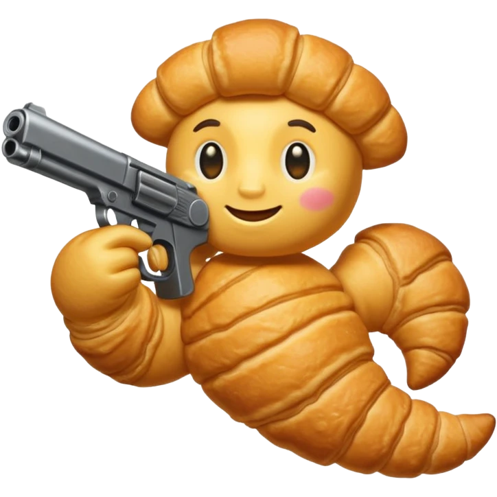 Croissant holding a gun emoji