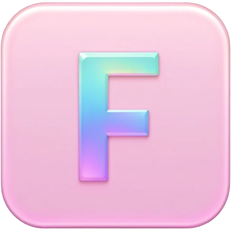Iridescent pastel pink Font setting icon with letter F emoji