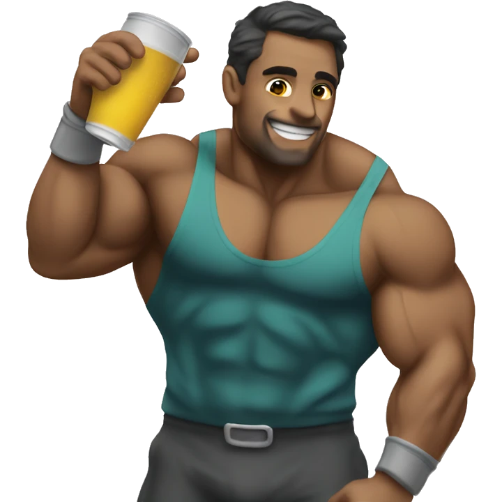 A bodybuilder drinking prote emoji