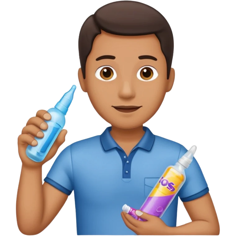 a guy with a dildo,condoms, and lube emoji