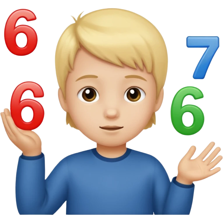 A Lil kid holding 6 7  emoji