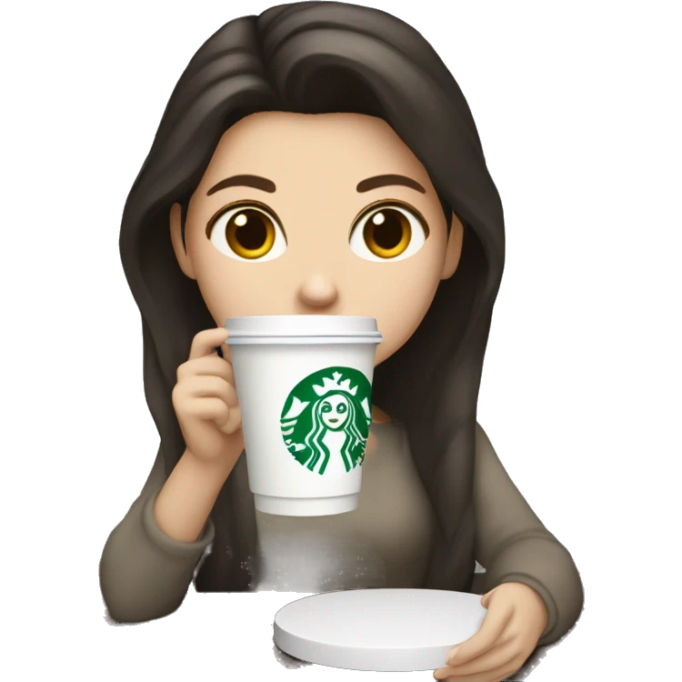 Dark hair white girl drinking starbucks emoji