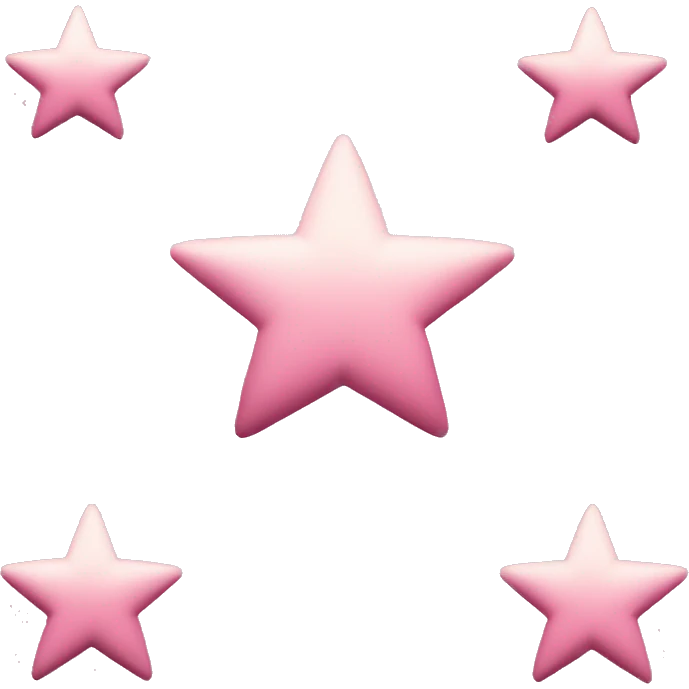 Three small pink , 4-pointed stars grouped together. The stars have a slightly elongated shape, giving them a twinkling effect. They vary in size, with the largest star in the center and two smaller stars on either side.  emoji